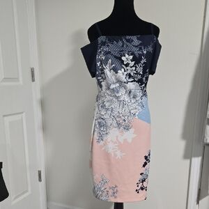 Guess Blue Sheath Dress Cold Shoulder Sleeveless